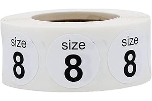 INSTOCKLABELS.COM Shoe Size 8 White Stickers - 3/4 Inch Round, 500 Semi-Gloss Adhesive Labels Per Roll for Retail, Footwear Inventory, and Organization - Made in The USA