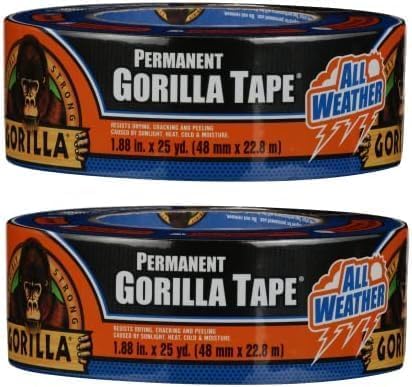 Gorilla All Weather Duct Tape, Black, 1.88" x 25 yd | UV Resistant | Waterproof | For Outdoor Repairs | 2-Pack, Pack of 6 Image