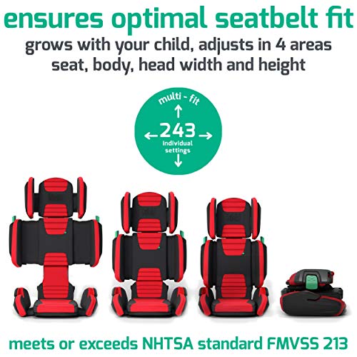 mifold hifold fit-and-fold Highback Booster Seat, – Adjustable Narrow, Foldable Booster Car Seat for Everyday, Travel, Carpooling and More – Racing Red