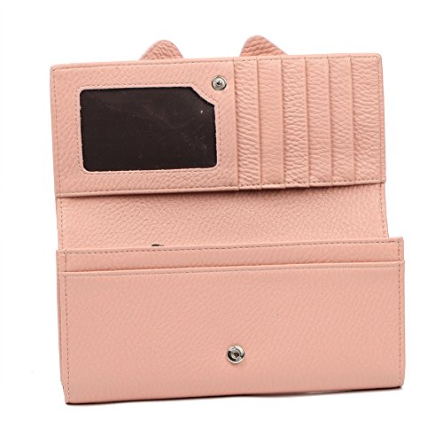 Damara Women Long Faux Leather Bifold Large Bow Design Wallet Handbag (Light green)