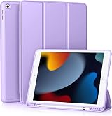 Vobafe iPad 9th 8th 7th Gen Case 10.2 inch TPU Back Pencil Holder Lavender
