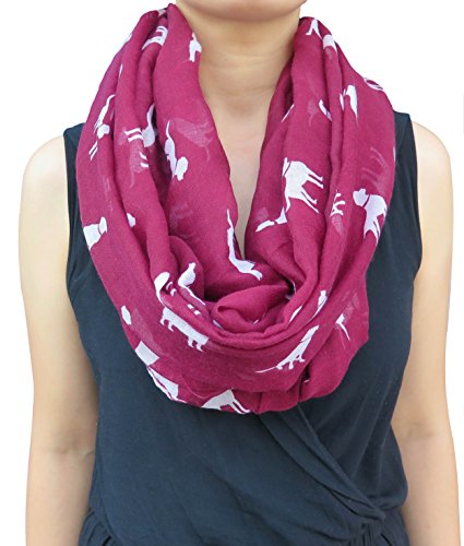 Lina & Lily Labrador Dog Print Women's Infinity Scarf Lightweight (Maroon-Design B)