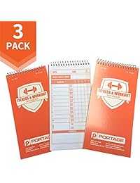 Portage cuaderno de buena forma y entrenamiento; diario resistente para ejercicios, de 4 pulgadas x 8 pulgadas, para planificar y seguir entrenamiento y alcanzar tus objetivos de buena forma, de 140 páginas, paquete de 3