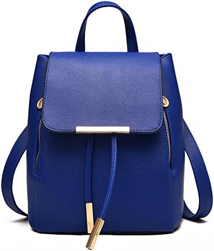 Womens Purse Leather Mini Casual Girls Schoolbag Tote Bag Shoulder Bag Rucksack PU bag Casual Waterproof (Blue)