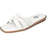 Trary Sandals Women,Leather Slides Women Comfortable Memory Foam Sandals for Women Footwear,Fashion Flat Summer Sandals for Women 2025