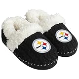 FOCO NFL Pittsburgh Steelers Team Color Fur Moccasin Slippers Shoe, Team Color, Medium (7-8)