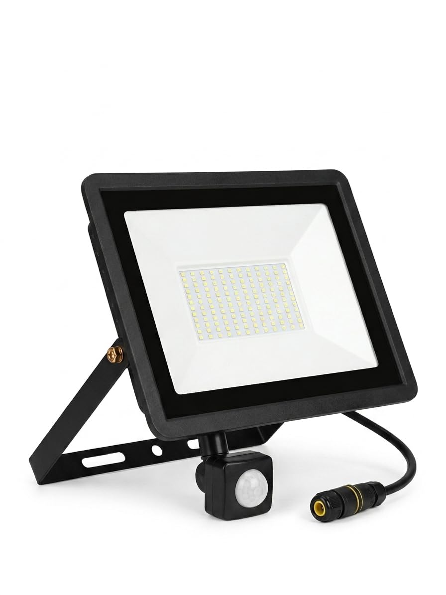 KJH -T Outdoor LED Floodlight PIR Garden Flood Security Lights with Junction Box - 100W Cool White