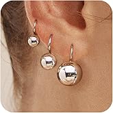 JINEAR 3 Pairs Gold Hoop Earrings for Women 14K Gold Plated Ball Earrings Dainty Hypoallergenic Waterproof Cartilage Silver Hoops Ball Earring Set Lightweight Trendy Jewelry Gifts for Women