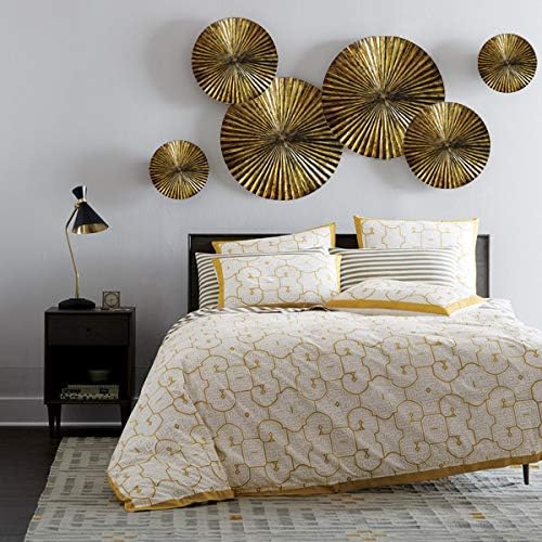 Decorlives Set of 6 Circles Antique Gold Hand Carved on Wood Decorative Wall Sculpture Art Handging Décor