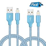 For iPhone Charging Cable Novtech iPhone Cord 2 Pack 6FT Lightning Charger Cable Certified Charging Cord for iPhone X 8 7 Plus 6S 6 SE 5S 5C 5 iPad 2 3 4 Mini Air Pro iPod Nano 7 Blue