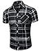 Youstar Men's Casual Short Sleeve Buttondown Checkered Plaid Shirts