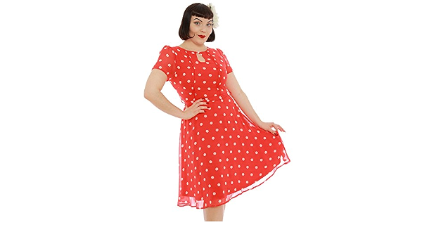 Lindy Bop 'Bretta' Coral Polka Dot 