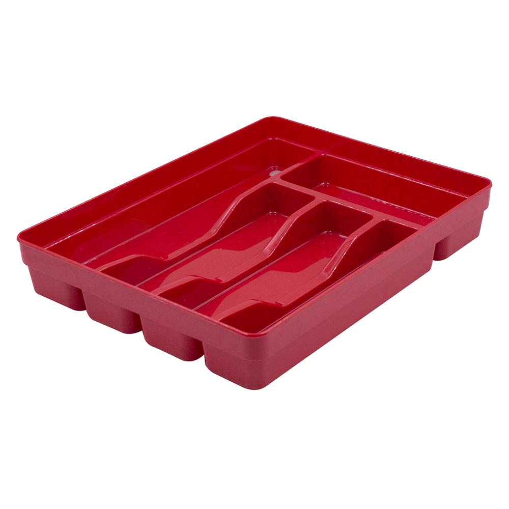 Glad Plastic Silverware Tray for Kitchen Drawers, Red