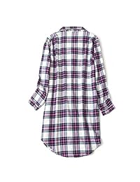 ENJOYNIGHT Camisa de dormir para mujer, de franela, estampada, pijama con botones en la parte superior