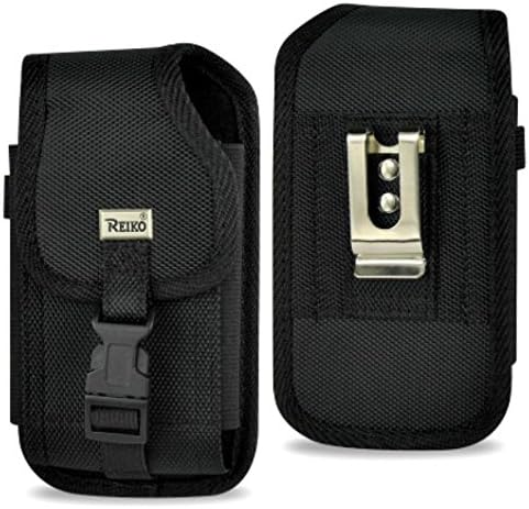 For Apple Iphone X / Iphone 10 Extra Large Black Rugged Nylon Pouch W/ Metal Belt Clip (Fits Heavy Duty Hybrid Case) and Zoomazig Stylus