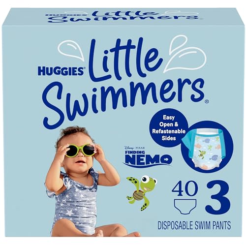 SWIM DIAPERS SIZE 3 (16-26 LBS), HUGGIES LITTLE SWIMMERS DISPOSABLE SWIMMING DIAPERS, 40 CT (PACKAGING MAY VARY)