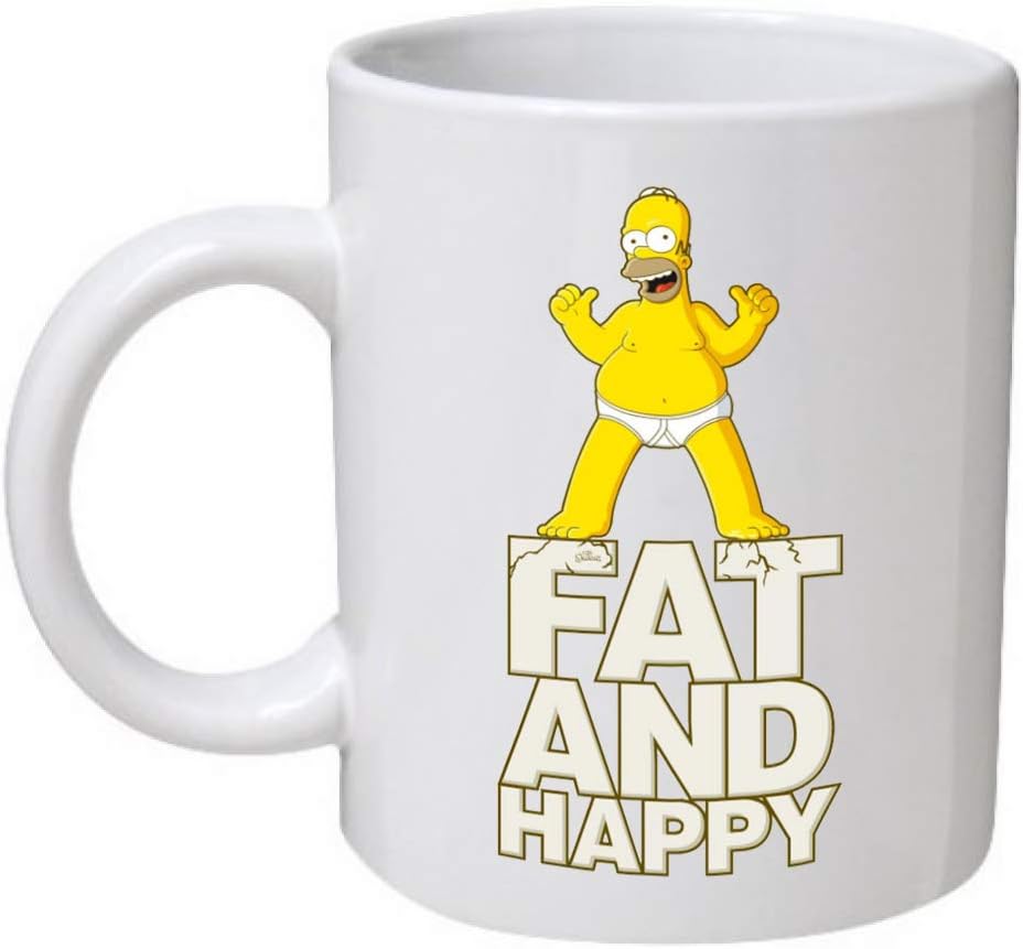 Funny The Simpsons Fat and Happy Mug