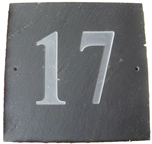 NATURAL GREY SLATE HOUSE DOOR NUMBER 6" x 6" DEEPLY ENGRAVED NATURAL SURFACE SIGN PLAQUE HOUSE WARMING GIFT (17)