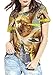 QZUnique Women's Summer Fashion Cat Digital Printed Round Collar T-shirt