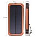 QueenAcc 15000mAh Solar Charger, Solar Power Bank with LED Flashlight Portable Charger, Backup Solar Power Pack, Dual USB Port Solar Battery Charger for Smart phones and Other USB Devices(orange)