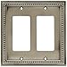 Brainerd 64770 Beaded Double Decorator Wall Plate / Switch Plate / Cover, Brushed Satin Pewter