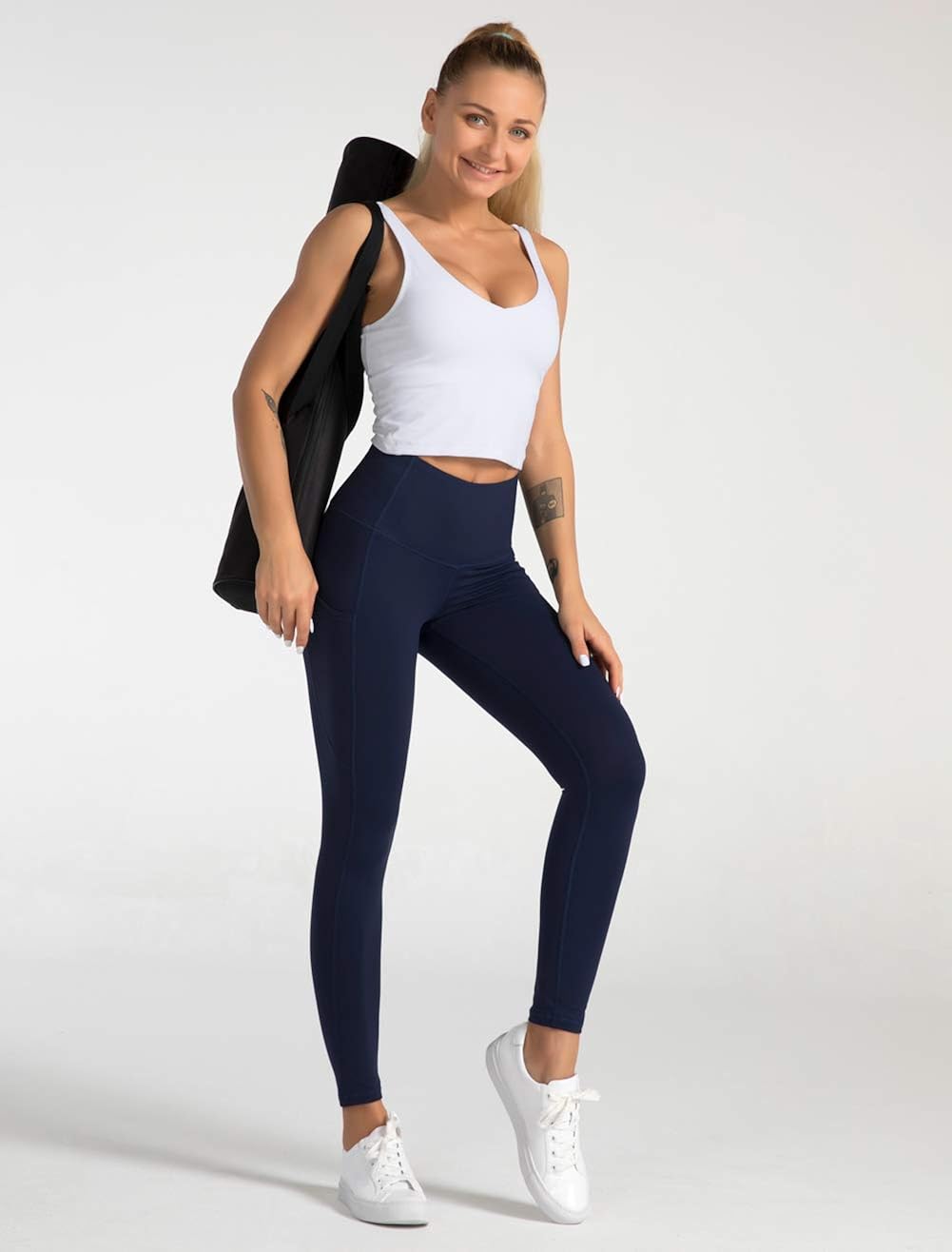 Dragon Fit High Waist Yoga Leggings with 3 Pockets,Tummy Control Workout Running 4 Way Stretch Yoga Pants: Clothing