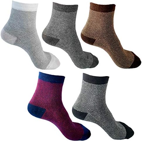 100% Cotton Quarter Socks for Men,Pure Cotton Dress Socks Pack-5