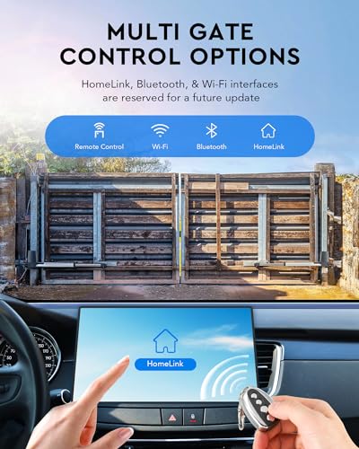 CO-Z Kit de apertura automática de puertas ADSW4 abrepuertas dobles batientes para puertas de hasta 590 kg y 6 m con kit de control remoto, sensores infrarrojos y compatible con carga solar