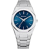 GORBEN Analog Mens Watches Silver Stainless Steel Quartz Waterproof Watches,Gift for Men.