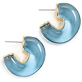 Lele Sadoughi Women's Chunky Hoop Earrings, December Turquoise, Blue, One Size