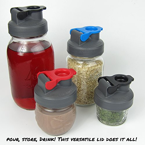 Drink, Pour, Store! Wide Mouth Mason Jar Flip Cap Lid by County Line Kitchen with Airtight, Leak-Proof Seal and Innovative Flip Cap (REGULAR MOUTH, Variety, 3 Pack) - Thumbnail 2