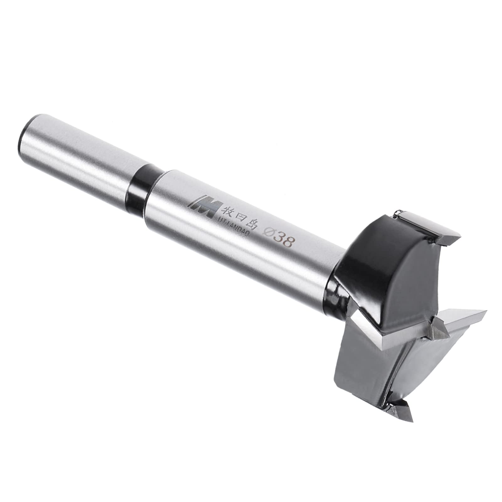 Kozelo Forstner Drill Bit - [38mm] Tungsten Carbide Auger Opener for Wood Furniture Hinge Woodworking Use, Round Shank, Black