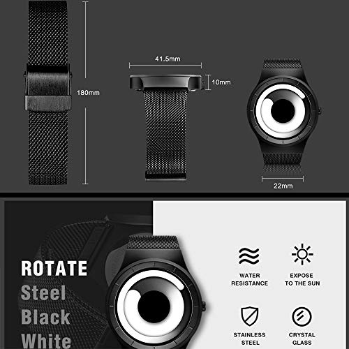 SINOBI Business Watches Men Fashion Original Design Watch Men Steel Mesh Men's Watch Clock Relogio Masculino Creative Wristwatch (S9659G05-Black/White)