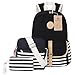 Bluboon Canvas Bookbags School Backpack Laptop Schoolbag for Teens Girls High School (Black 3 in 1)