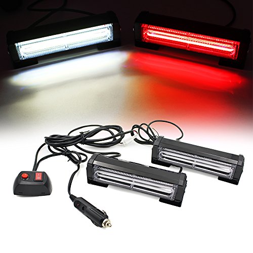 FOXCID New Series Upgrade 2 COB LED 9 Modes Traffic Advisor Emergency Warning Vehicle Strobe Lights for Interior Roof/Dash / Windshield/Grille / Deck Universal Waterproof