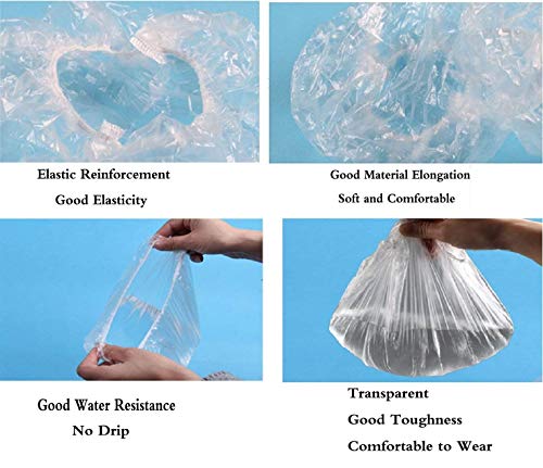 100 PCS Clear Disposable Plastic Shower Caps Large Elastic Thick Bath Cap For Women Spa,Home Use,Hotel and Hair Salon,Pack of 100 Individually Wrapped