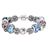 BAMOER Lucky Charm Snake Chain Bracelet Vintage European Style Beaded Bracelet for Women Girls Party Bracelet 7.0 inches Style 2