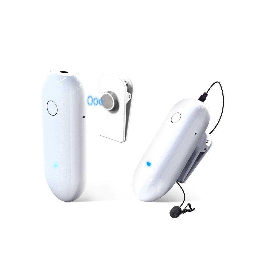 LESNGO 318C Wireless Lavalier Microphone, 20 UHF Channel Wireless Lapel Microphone XLR Lav Mic Compatible with iPhone Smartphone Camera Microphone for Streaming Youtube Interview Vlog (White)