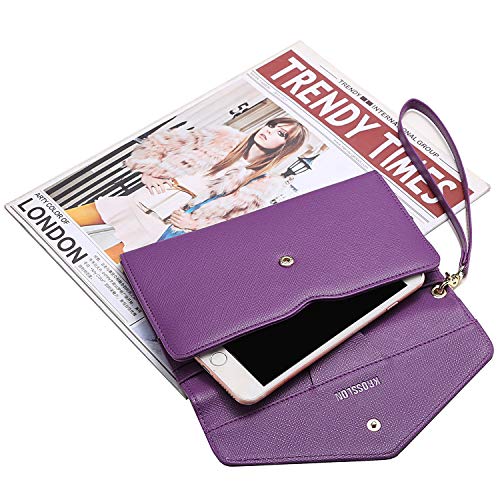 Krosslon Rfid Passport Holder Wristlet Travel Wallet Trifold Documents Organizer Slim Purse, Fit US UK CA Passport Cover Best Traveling Accessories for Women, Chive Blossom(209#)
