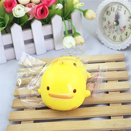 Inverlee Squishy Cute Yellow Duck Bread Phone Straps Slow Rising Bun Charms Gifts Toys (A)