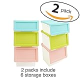 LuxorWare 3 Piece Storage Bins home Organizer for Kids Toys, Clothes & Kitchen food (Blue(S), Pink(M), Green(L)x2)