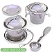 Large Tea Infuser (Set of 2) with Tea Scoop and Drip Trays by Apace – Multi Cup Size Stainless Steel Loose Leaf Tea Strainer and Steeper