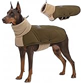ASENKU Dog Coat, Dog Winter Jackets with Fleece Turtleneck, Windproof, Reflective Pet Snow Jacket for Cold Weather, Coats for Large Size Dogs Army Green, XXL