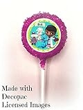 12 count Doc McStuffins White Chocolate Covered Oreo Cookie Pops 1 Dozen Chocolate Covered Double Stuffed & Double Dipped Edible Image Cookies Oreos Party Favors Desserts Gifts Party Supplies Hot Pink Sprinkles on a stick & Individually Wrapped