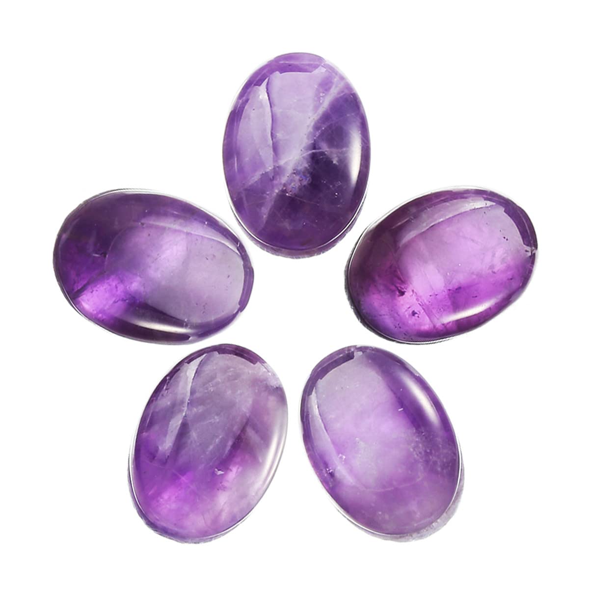 Nupuyai 5pcs Amethyst Cabochons Crystal Stones for Jewelry Making, Flat Back Oval Stone for DIY Charms 18x25mm — image 1