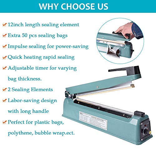 image for slendor 16 inch Impulse Bag Sealer w/Adjustable Timer Heat Seal Closer