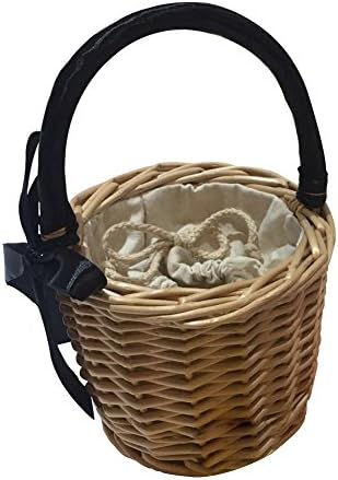 S5V7N Retro Straw Portable Small Box Woven Womens handbag (5.1 in (W) X 5.9 in (H))