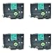 NineLeaf 4 Pack Standard Adhensive Labeller Replacement For Brother P-Touch Laminated Tze741 TZ741 TZ-741 Label Tape Cartridge 18mm (TZe-741 Black on Green)