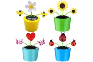 Crcyphne Solar Powered Dancing Bee & Sunflower Toys Animated Bobblehead Dancer for Home, Office, & Car Decor ABS Solar Window