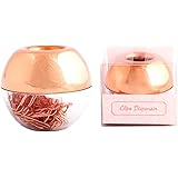 METAN 100pcs Rose Gold Paper Clips 28mm in Magnetic Lid Acrylic Paper Clip Holder for Office Supplies Desk Organizer